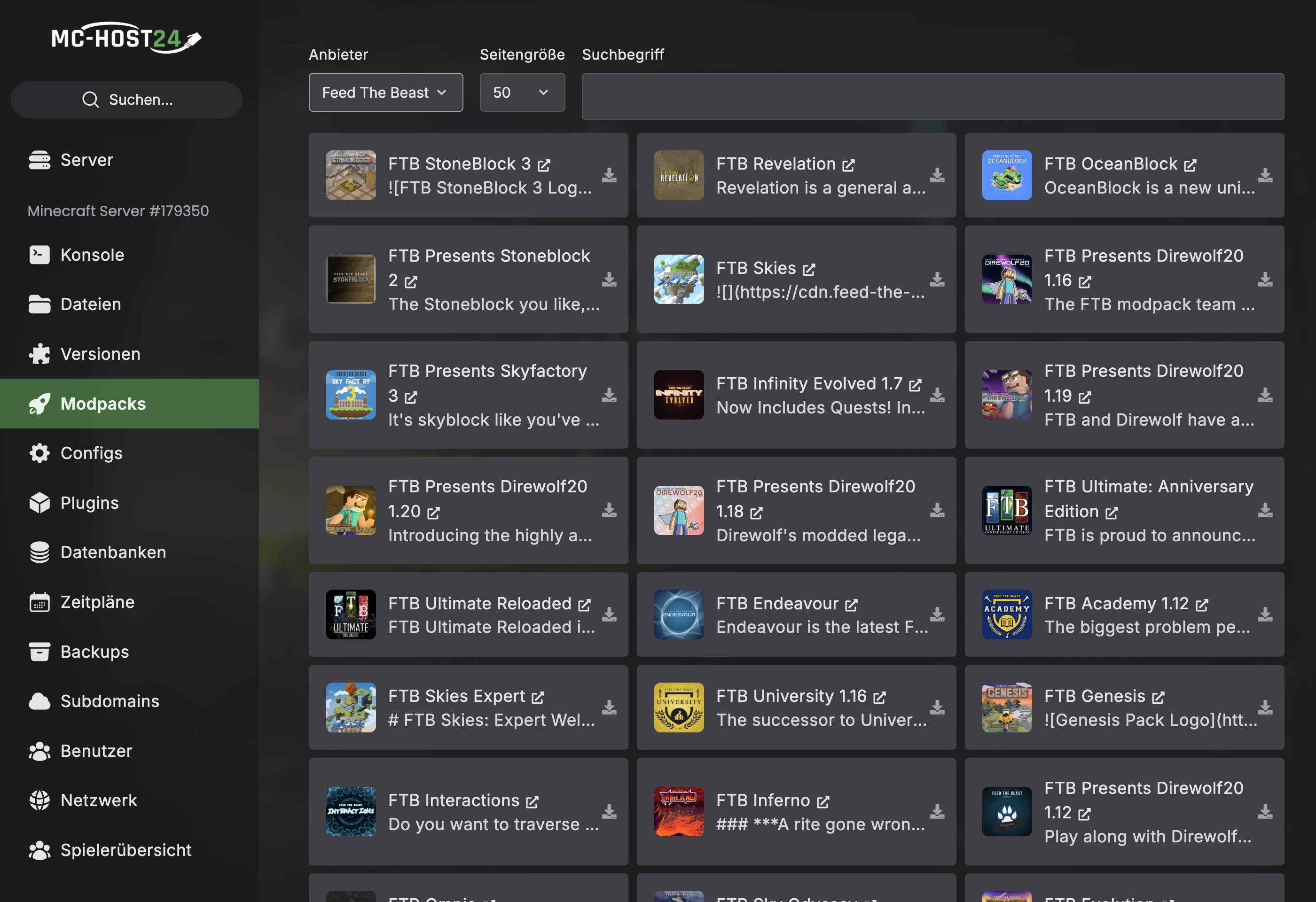 Alle Modpacks in Sekunden